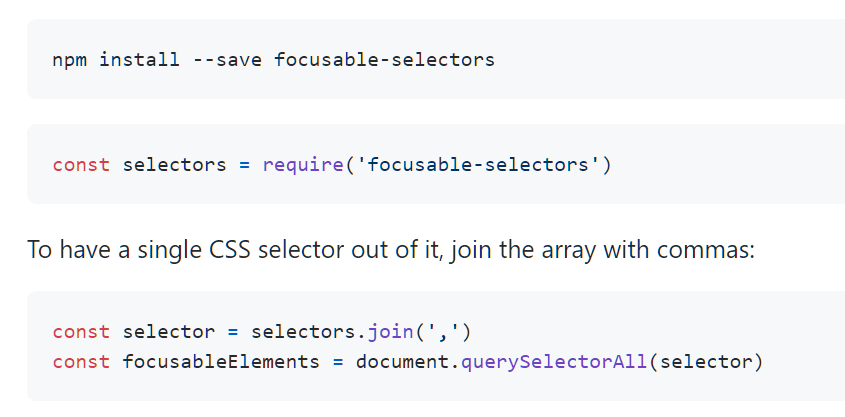 Focusable Selectors